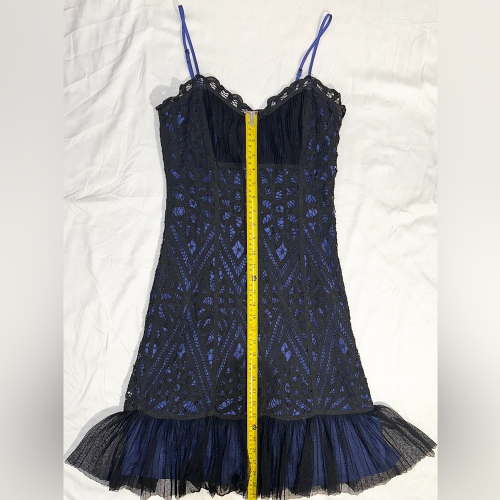 Betsey Johnson Black Blue Lace Fit & Flare Party Dress Y2K Size 4 - Picture 6 of 9
